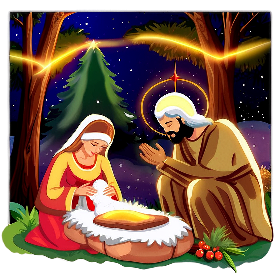 Peaceful Christmas Eve Nativity Scene Png Jqs74