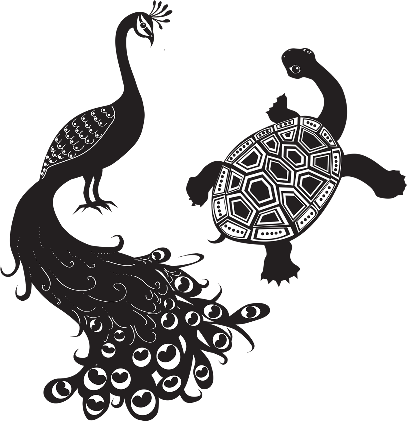 Peacock_and_ Tortoise_ Stylized_ Artwork