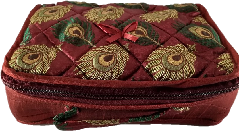 Peacock Feather Embroidered Jewelry Box
