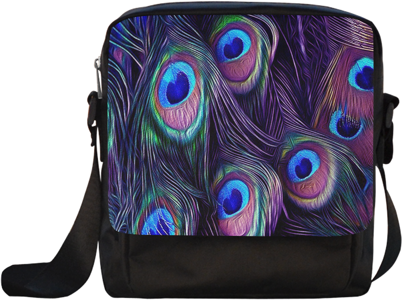 Peacock Feather Pattern Messenger Bag