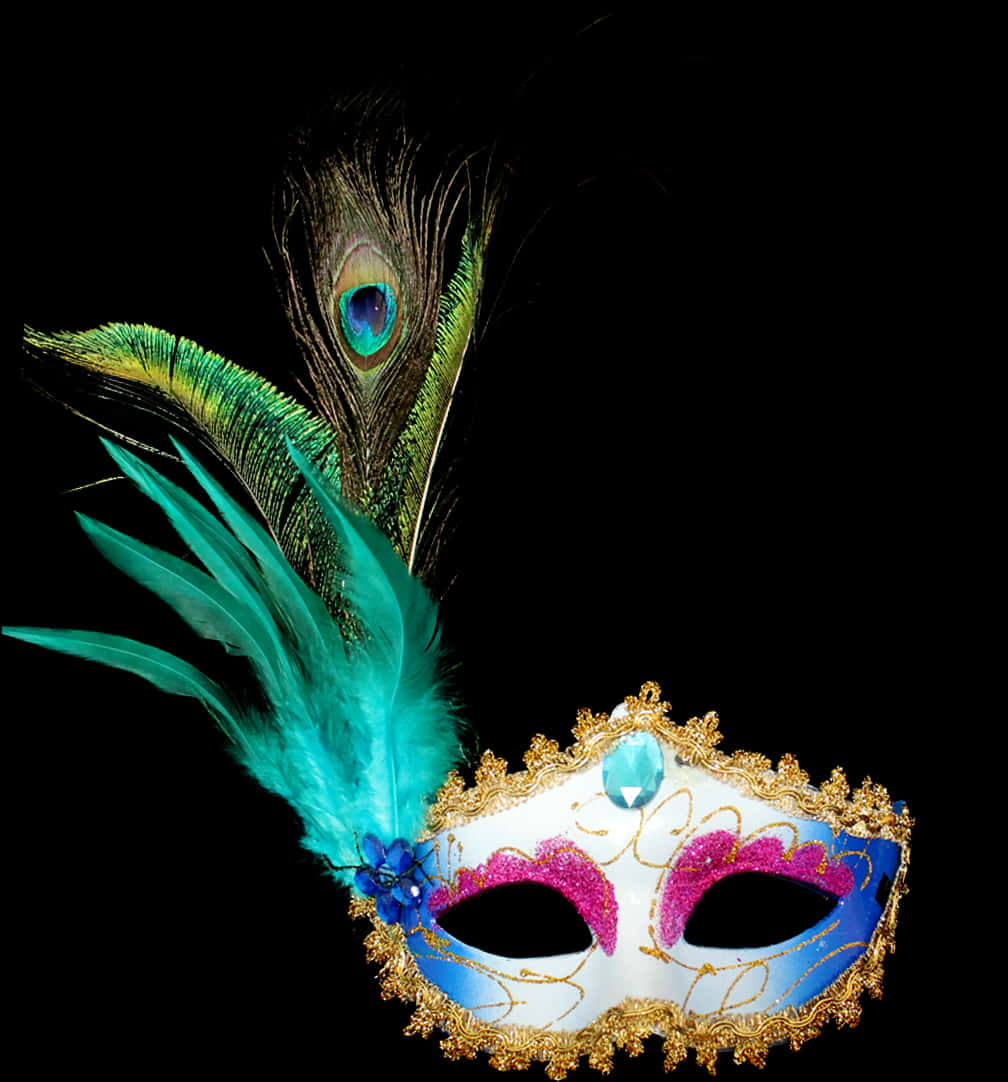 Peacock Feathered Masquerade Mask