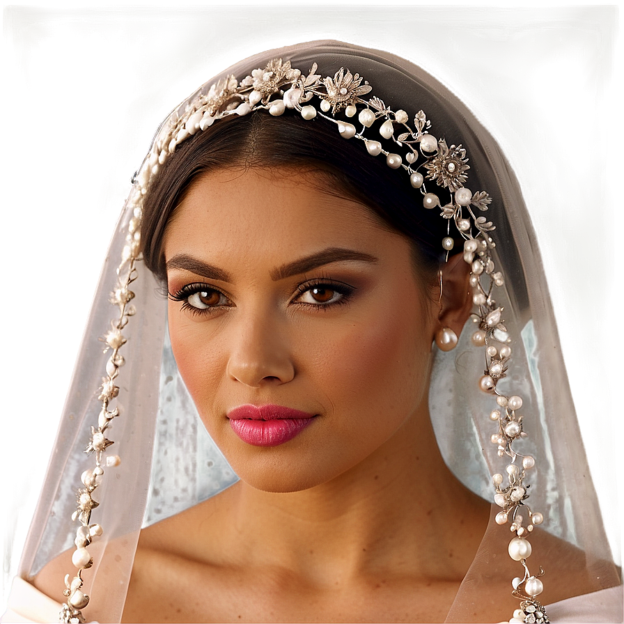 Pearl Embellished Veil Png 7