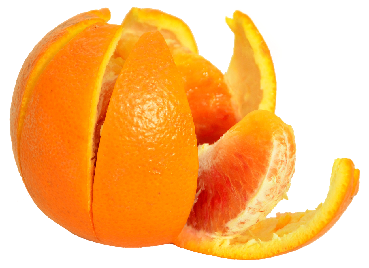 Peeled Orange Against Black Background