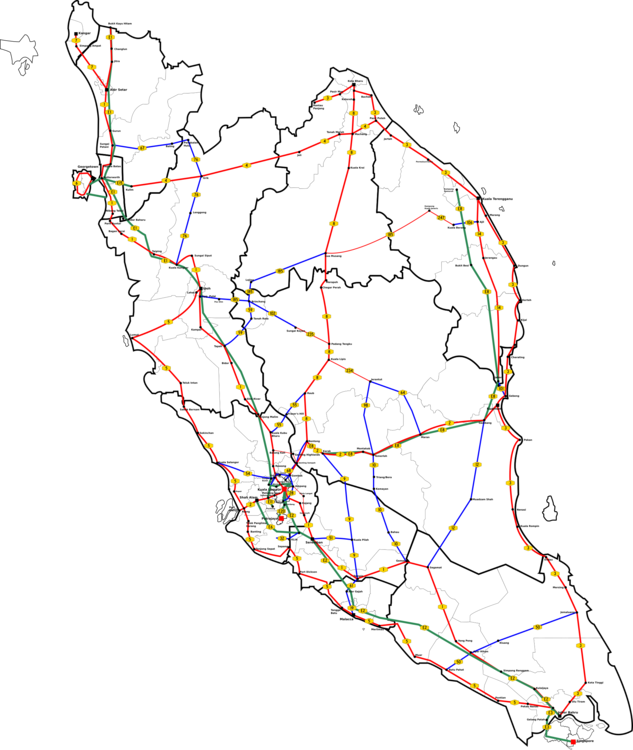 Peninsular Malaysia Road Network Map