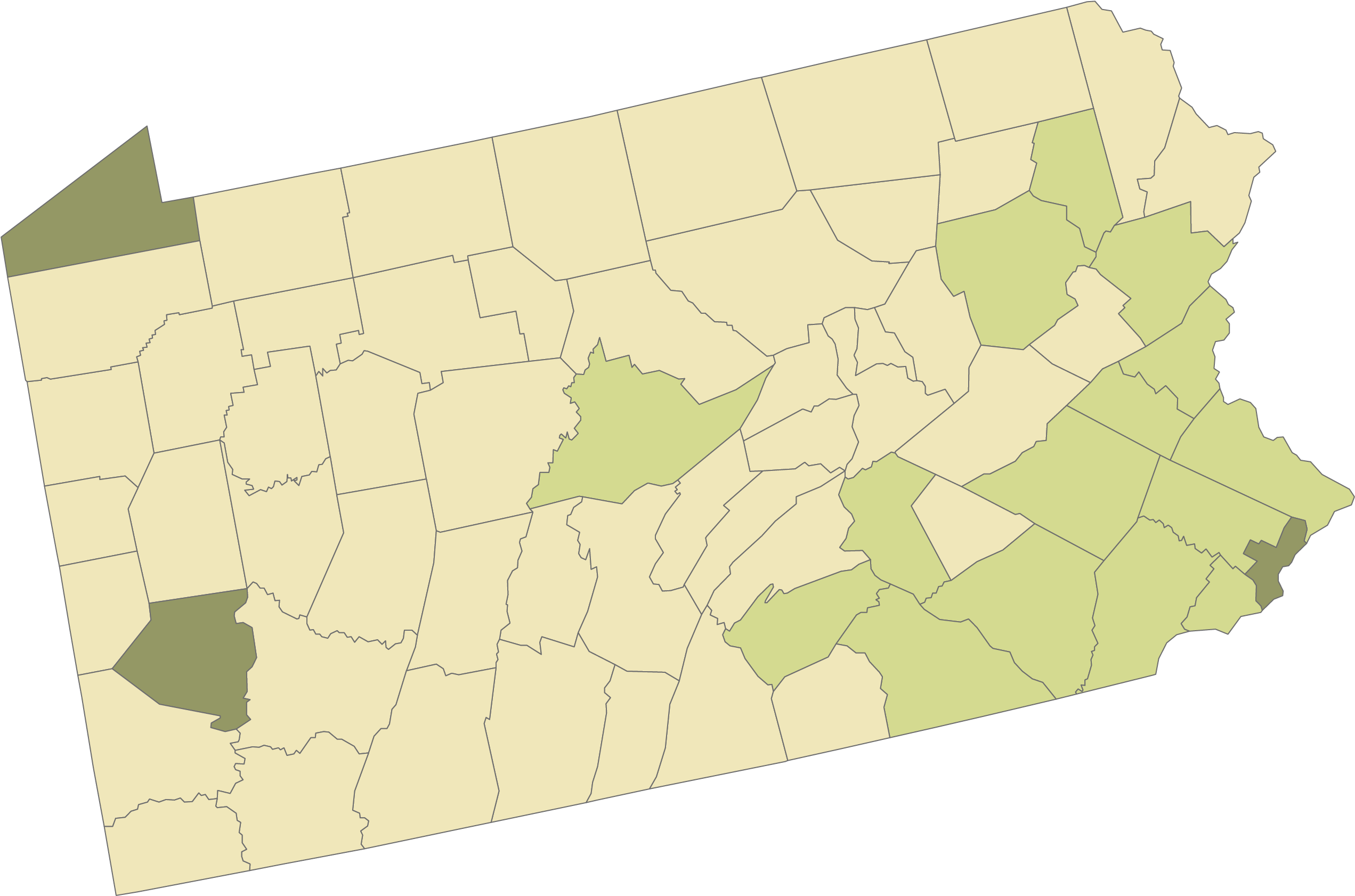 Pennsylvania Map Highlighted Counties