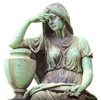 Pensive Female Statue Bronze