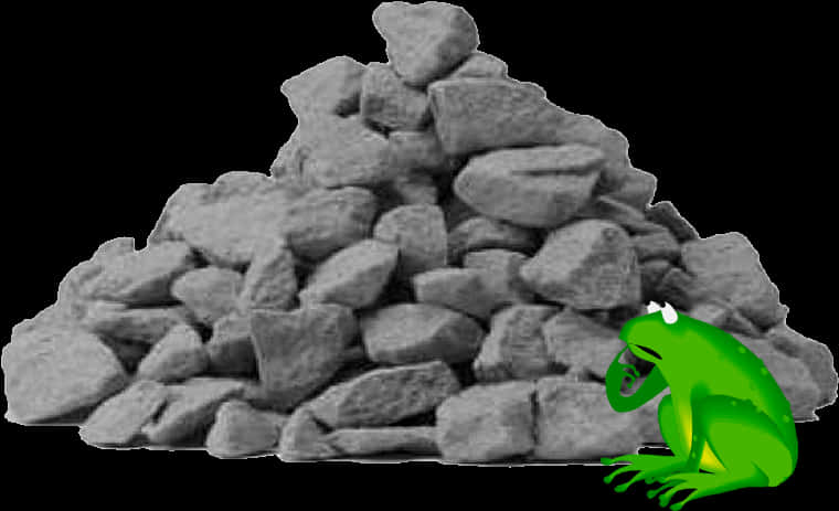 Pensive Frog Beside Rock Pile