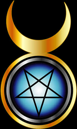 Pentagram Symbolwith Crescent Moon