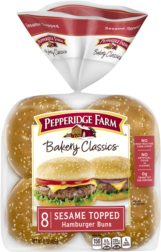 Pepperidge Farm Sesame Topped Hamburger Buns Package