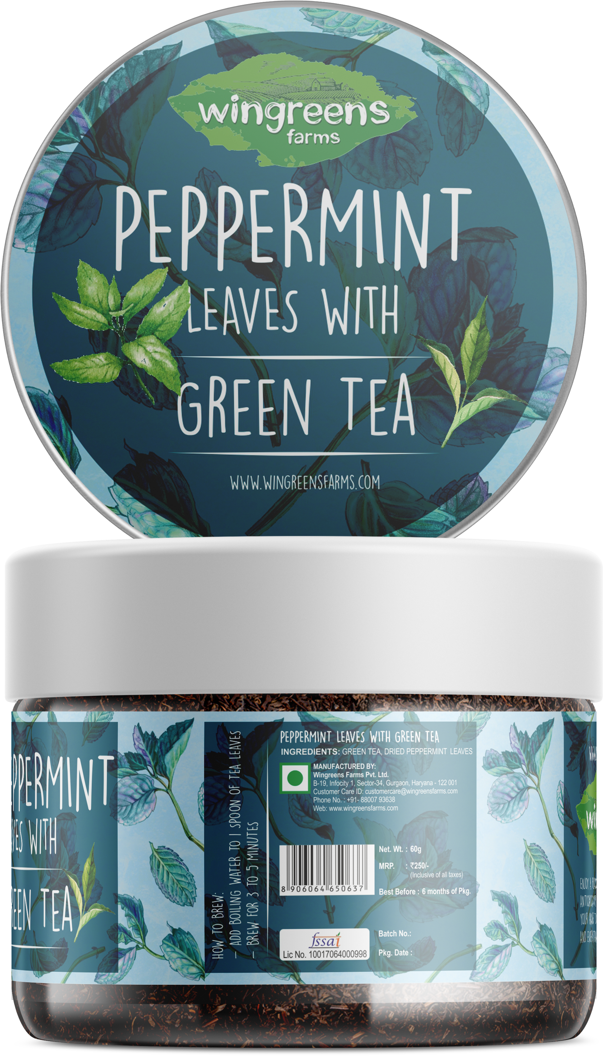 Peppermint Green Tea Product Packaging