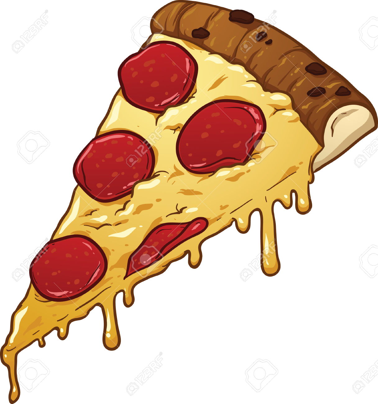 Pepperoni Pizza Slice Cartoon Illustration