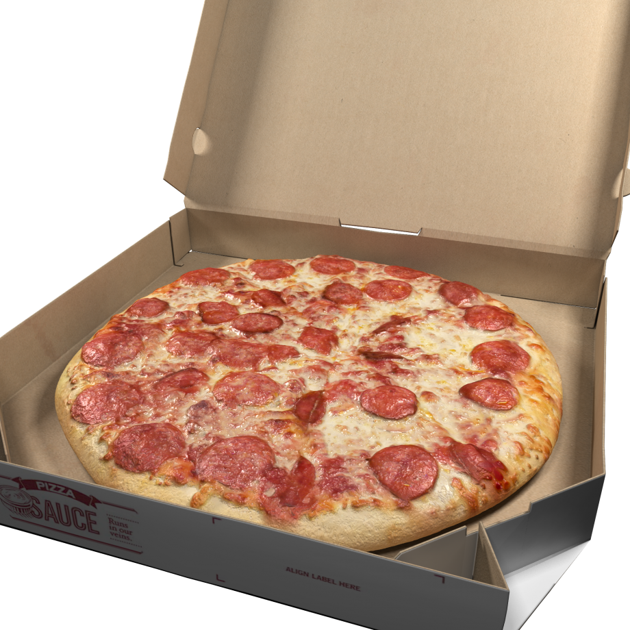 Pepperoni Pizzain Cardboard Box