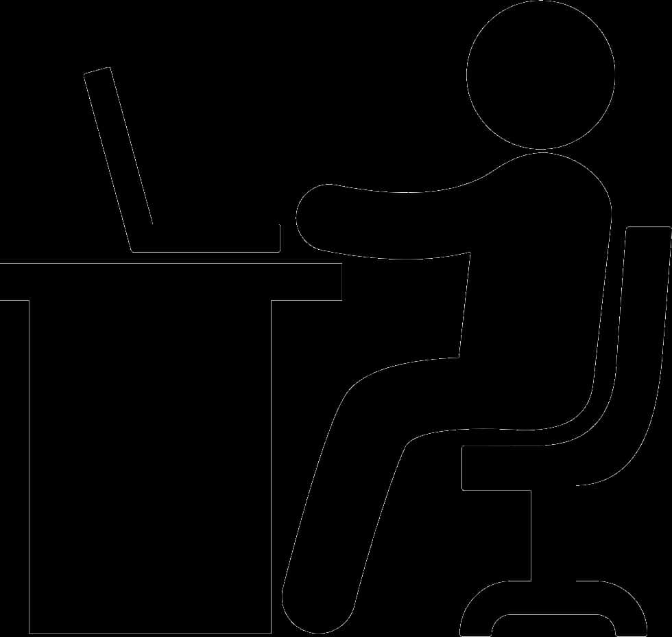 Person At Computer Outline
