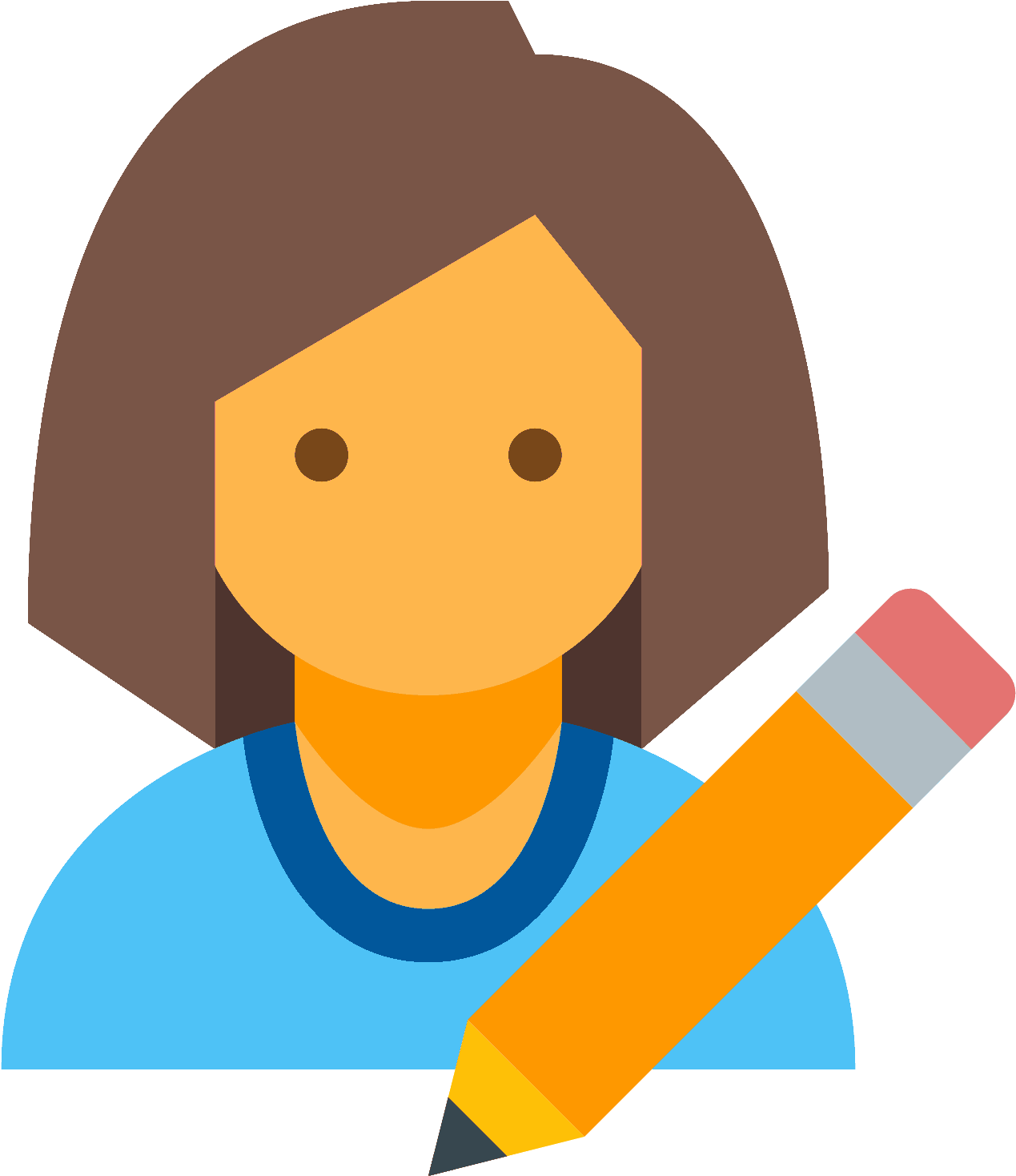 Person Icon Holding Pencil