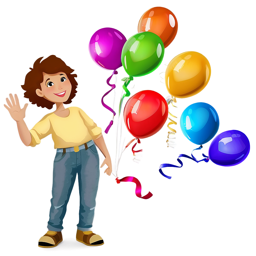 Person Waving With Balloons Png 06292024