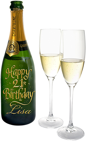 Personalized Birthday Champagneand Glasses