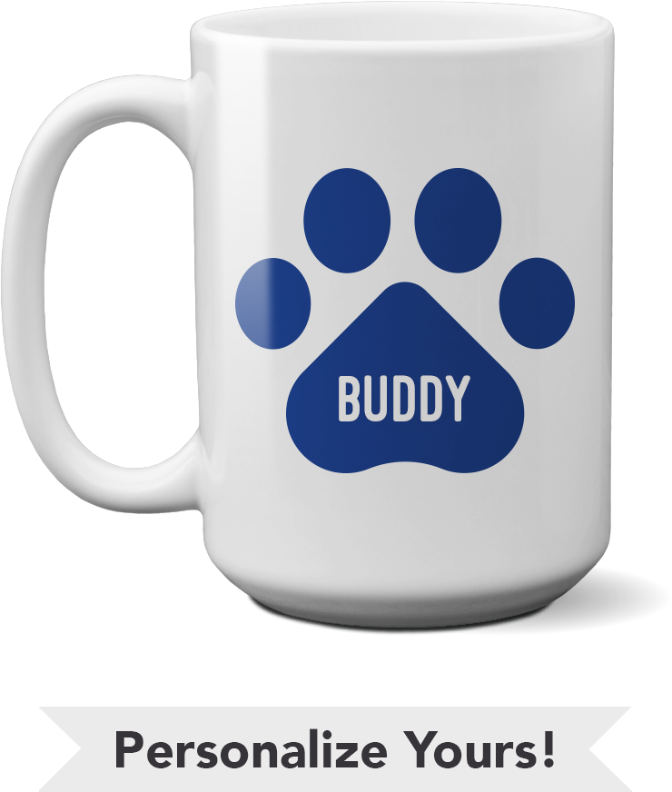 Personalized Blue Paw Print Mug Buddy