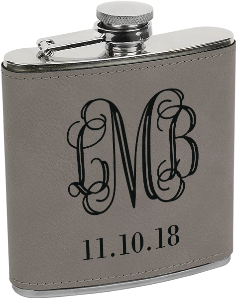 Personalized Leather Flask111018