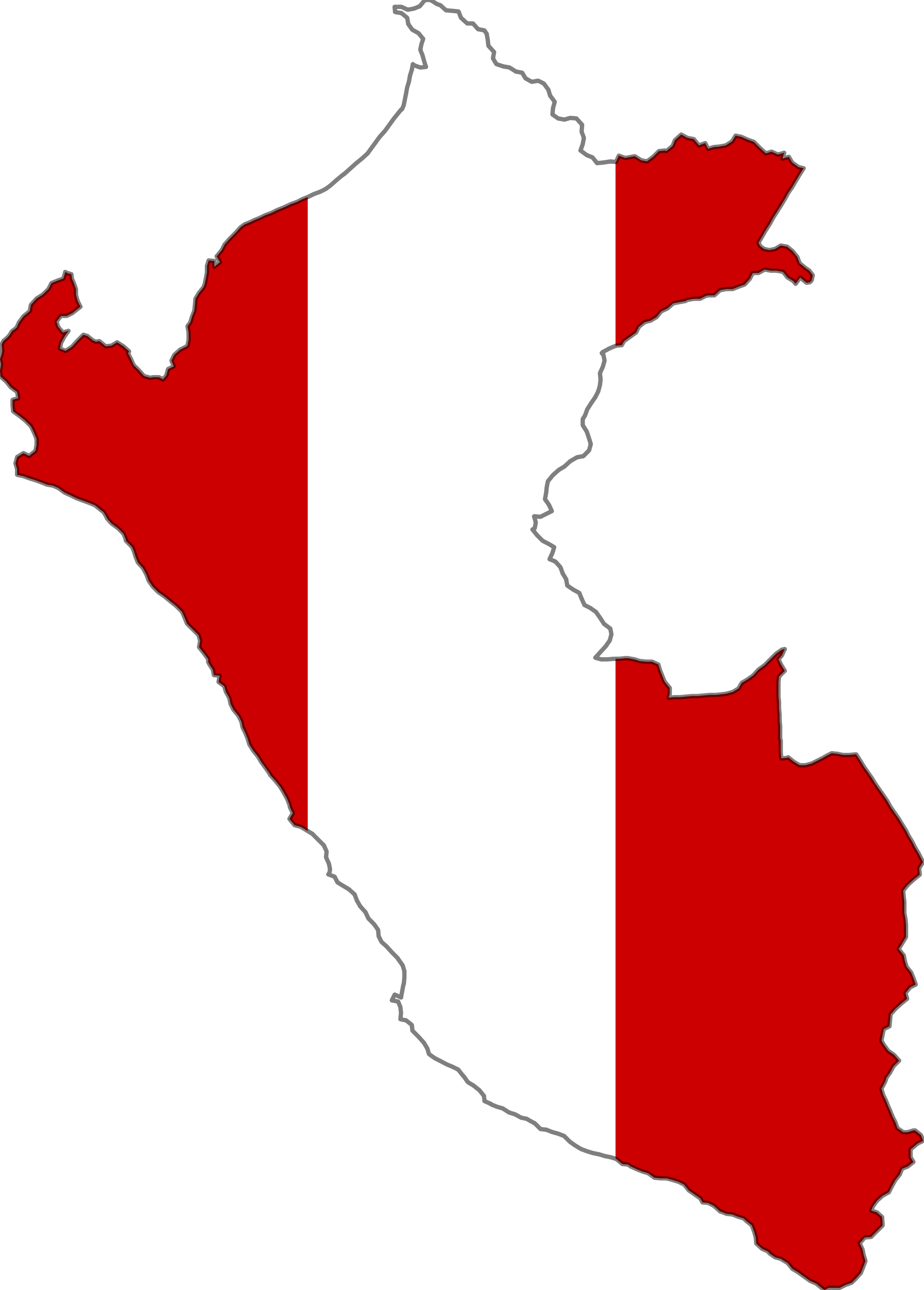 Peru Map Outlinewith Flag