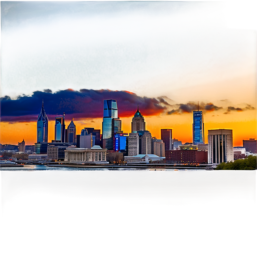 Philadelphia Skyline During Golden Hour Png 06252024