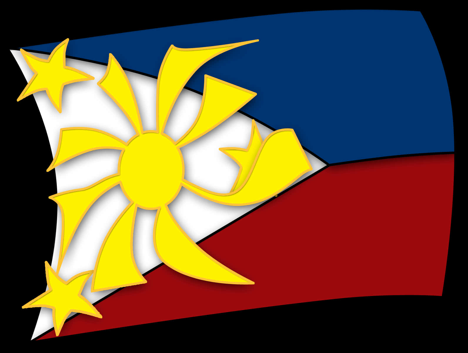 Philippine Flag Stylized Sunand Stars