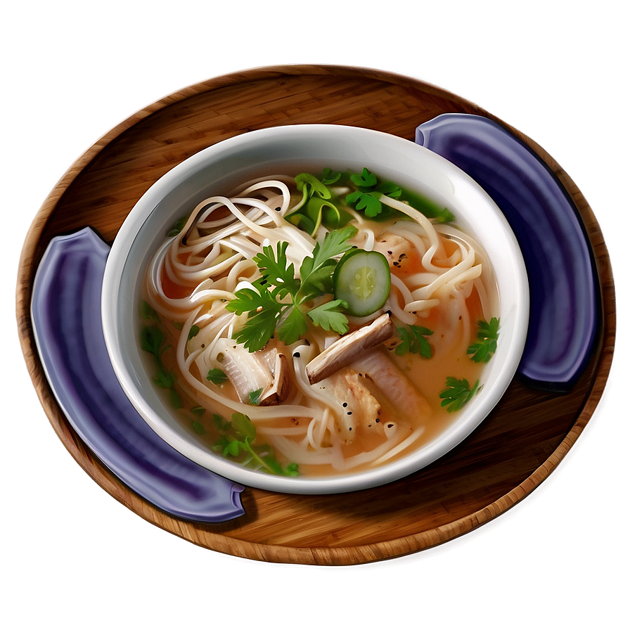 Pho Soup On Wooden Table Png 06202024