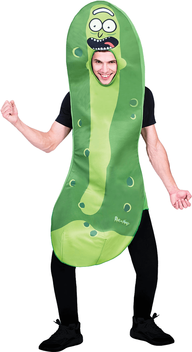 Pickle Rick Costume Man Smiling