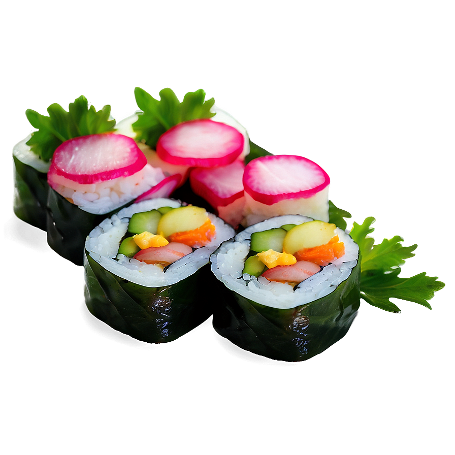 Pickled Radish Sushi Roll Png 06282024