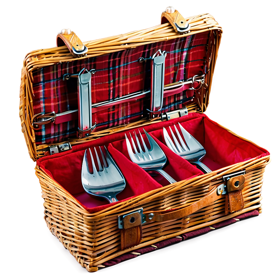 Picnic Basket With Cutlery Png 72