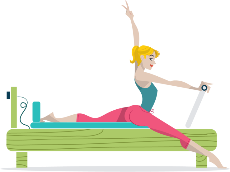 Pilates Reformer Exercise Illustration