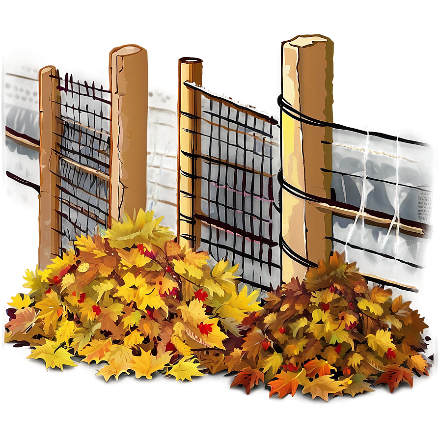 Pile Of Leaves By Fence Png Qtb