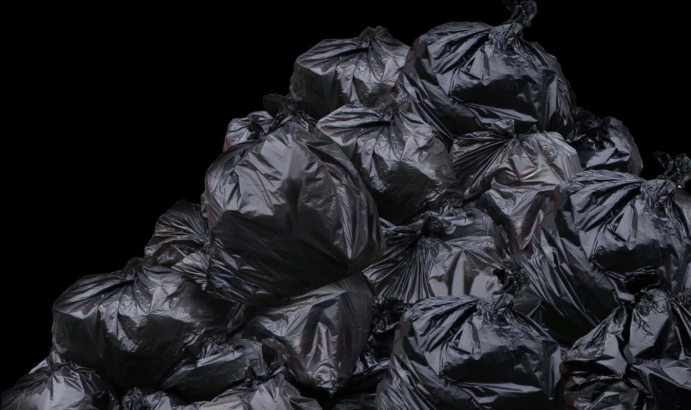 Pileof Black Garbage Bags