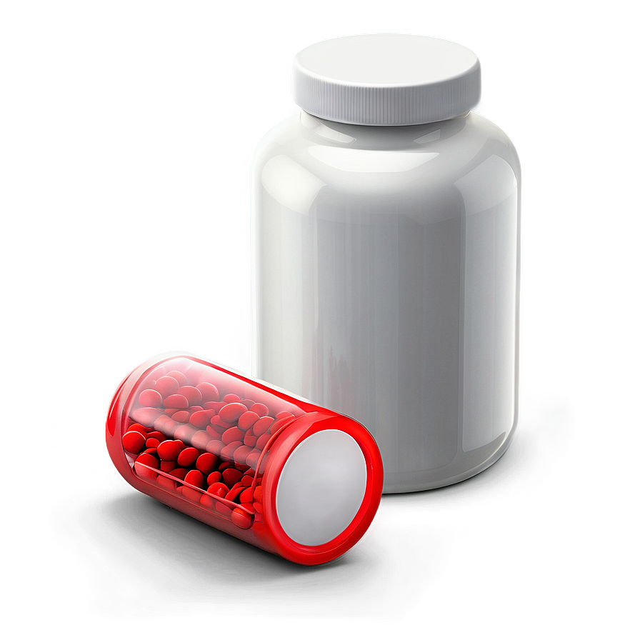 Pill Bottle With Red Pills Png 05252024