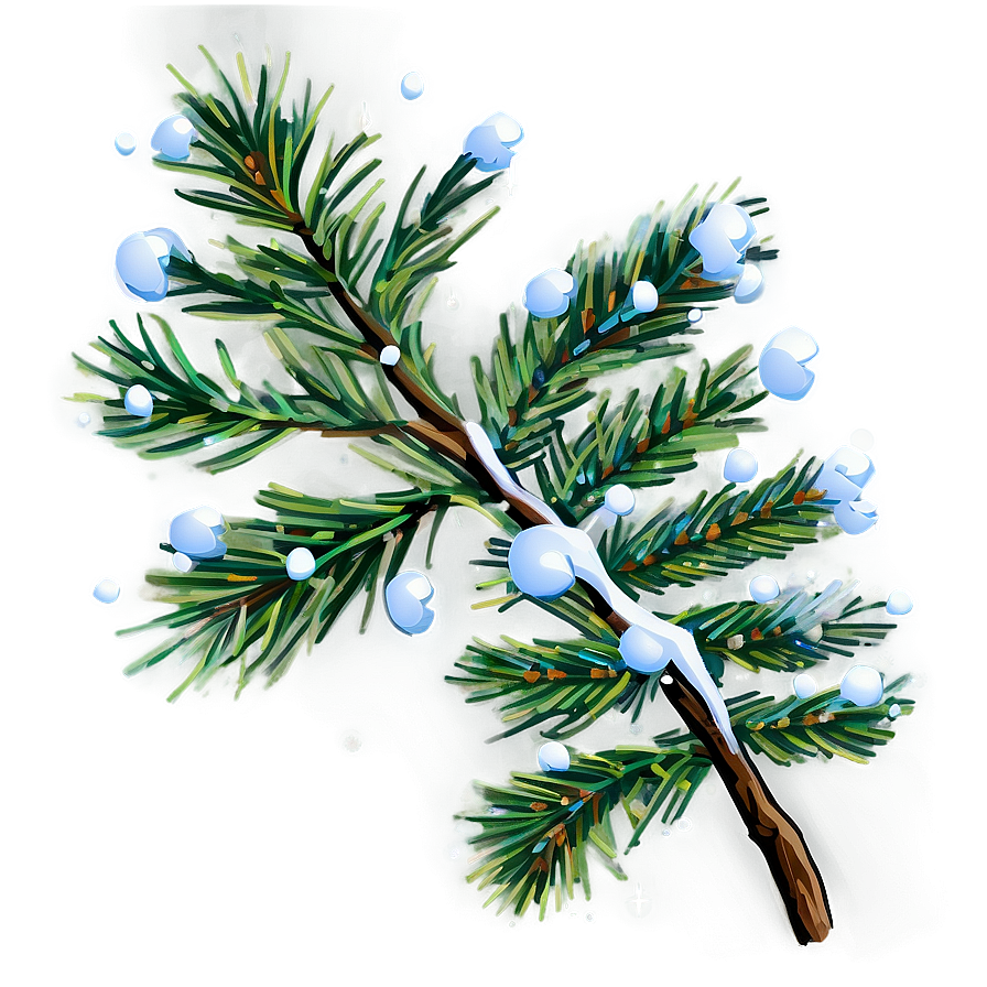 Pine Branch With Snowflakes Png 98