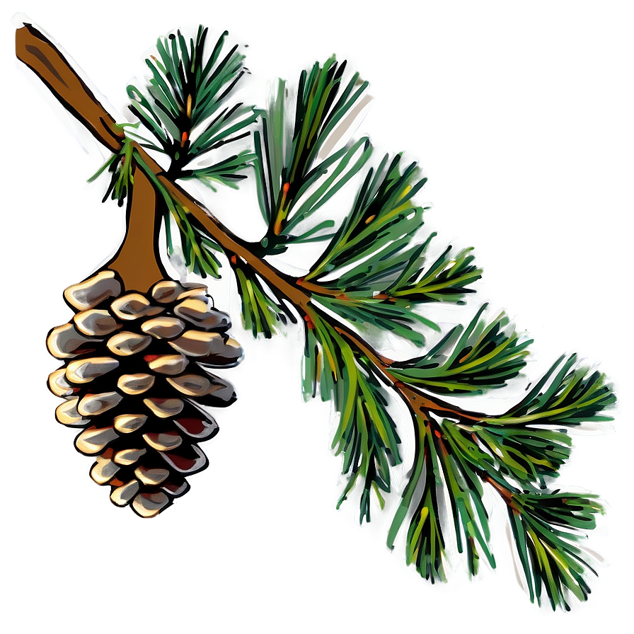 Pine Cone With Branch Png Oml84