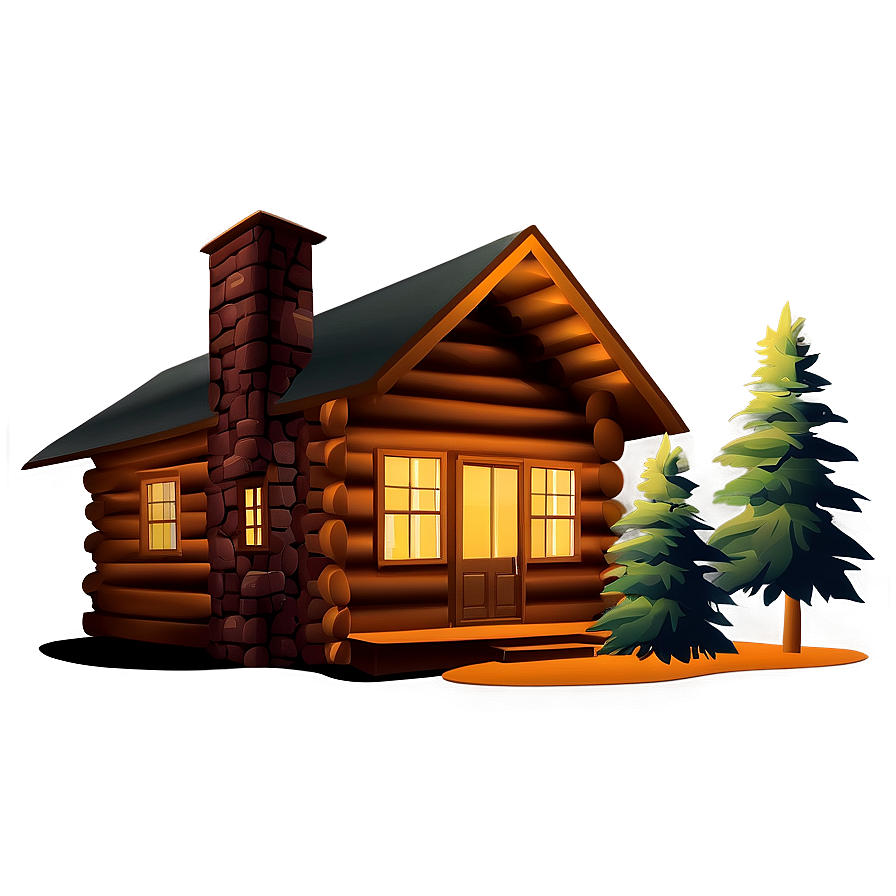 Pine Tree And Cabin Night Scene Png Eab31