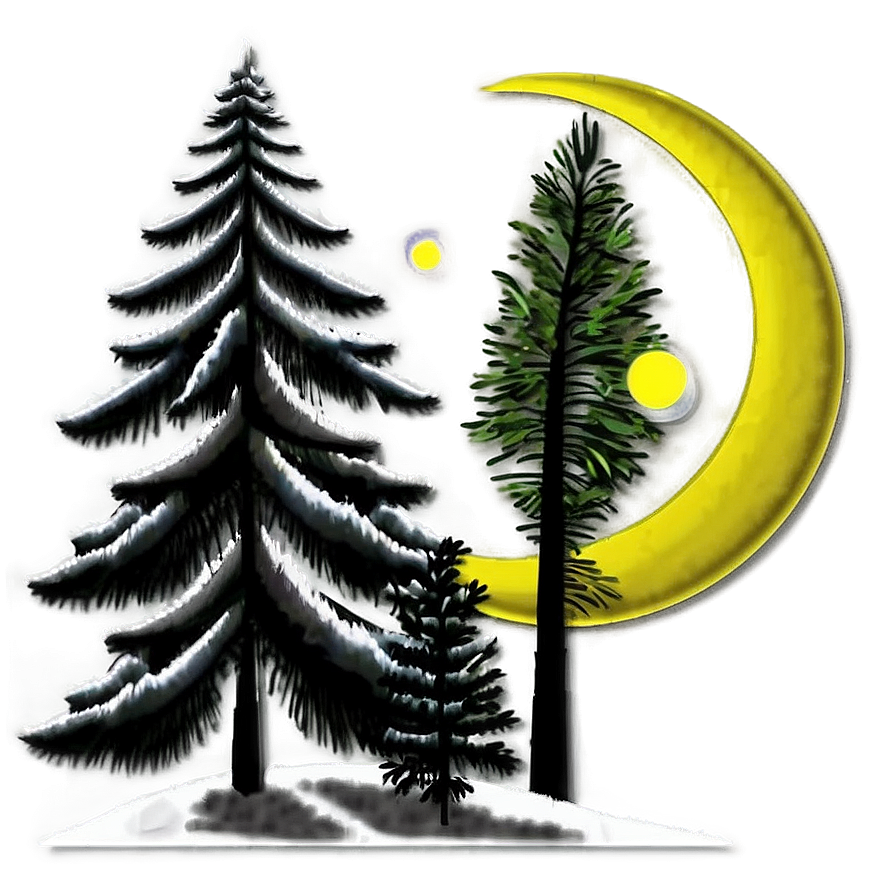 Pine Tree Moonlight Scene Png 61