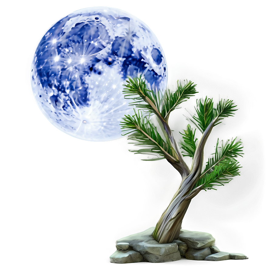 Pine Tree Moonlight Scene Png Lbc