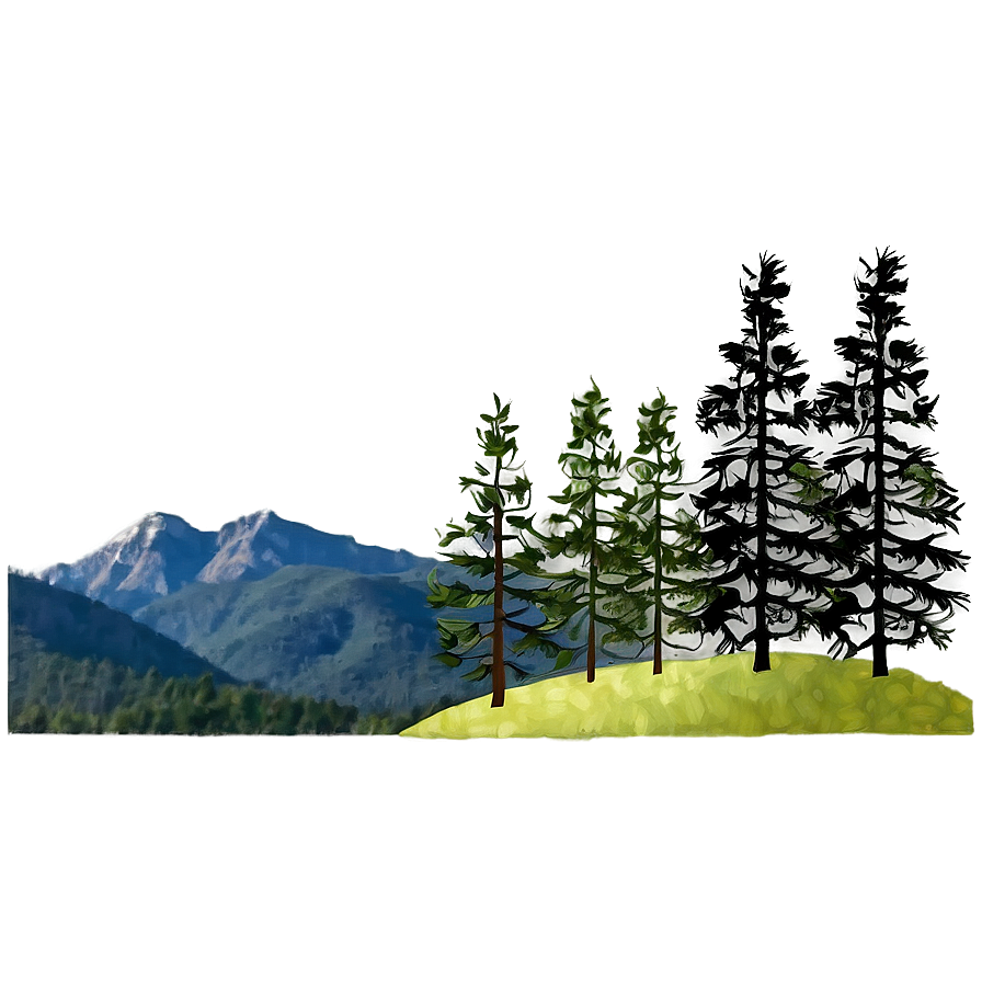 Pine Trees With Mountains Png 56