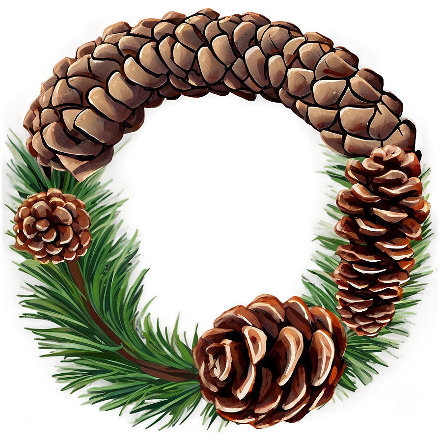 Pinecone And Evergreen Wreath Png Jfu7