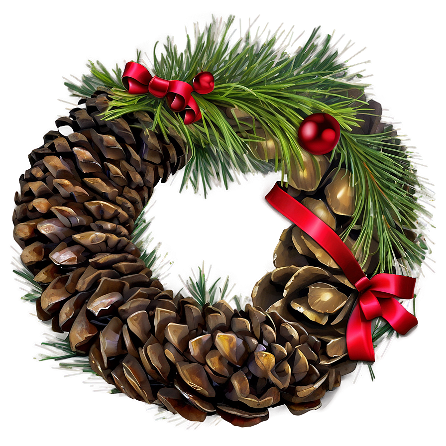 Pinecone Christmas Wreath Png Mop19