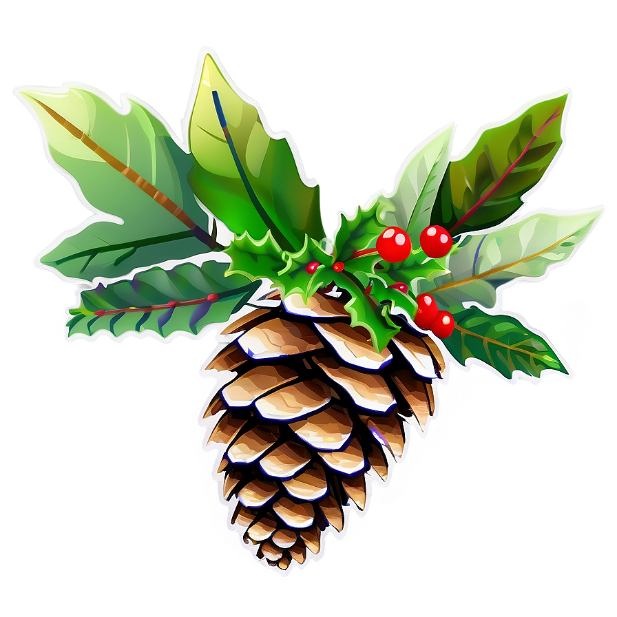 Pinecone With Holly Leaves Png Jft76