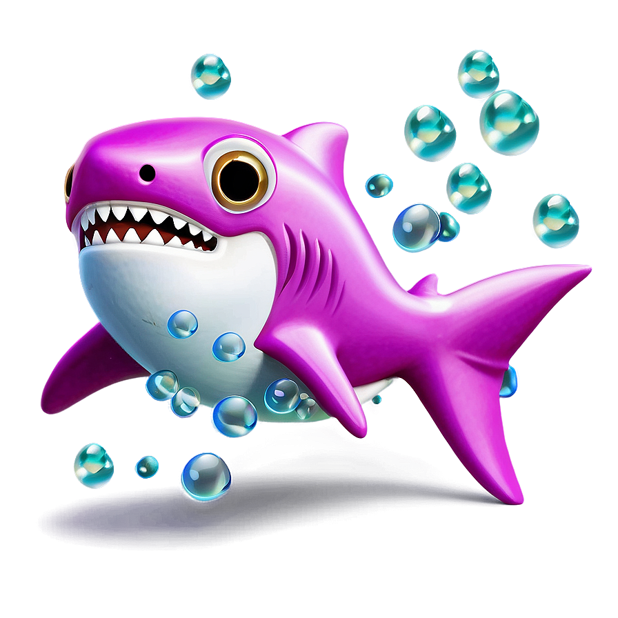 Pink Baby Shark With Bubbles Png 97