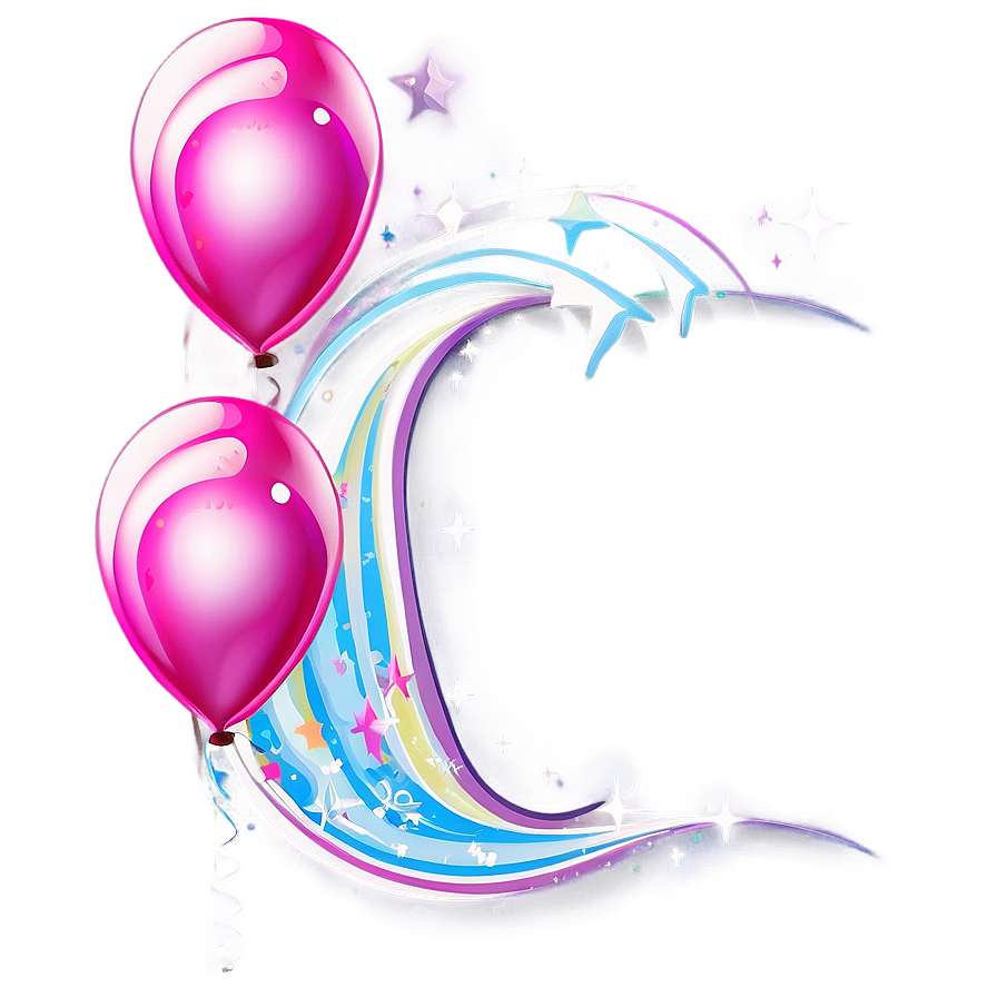 Pink Balloons And Stars Png 61