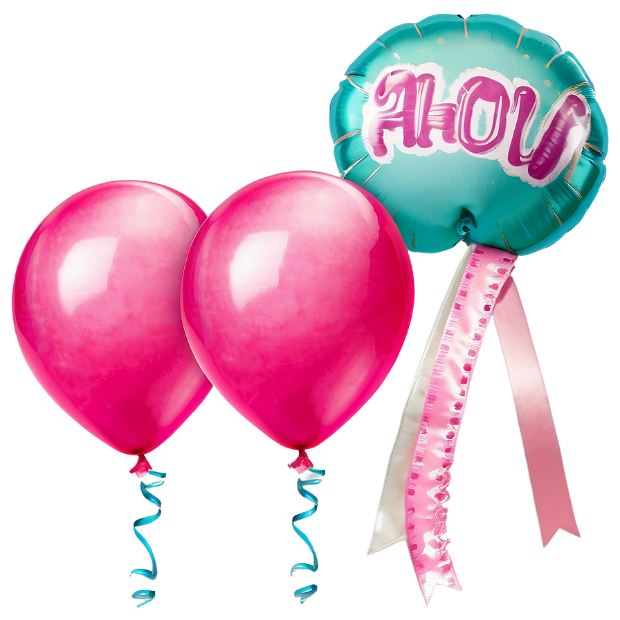 Pink Balloons Celebration Kit Png 36