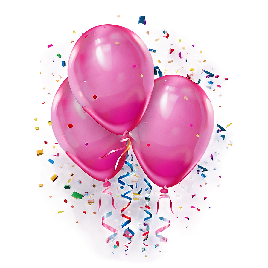 Pink Balloons With Confetti Png Eob