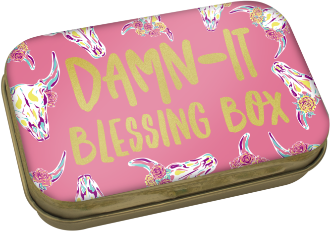 Pink Blessing Boxwith Floral Skull Design