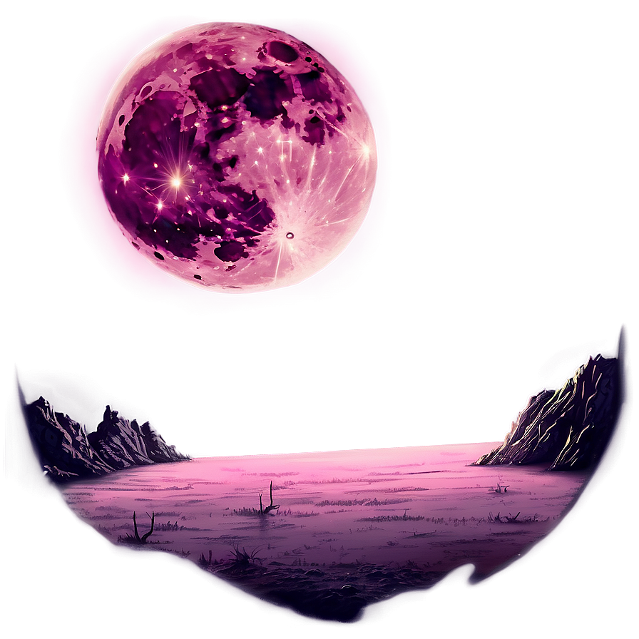 Pink Blood Moon Eerie Scene Png 06252024