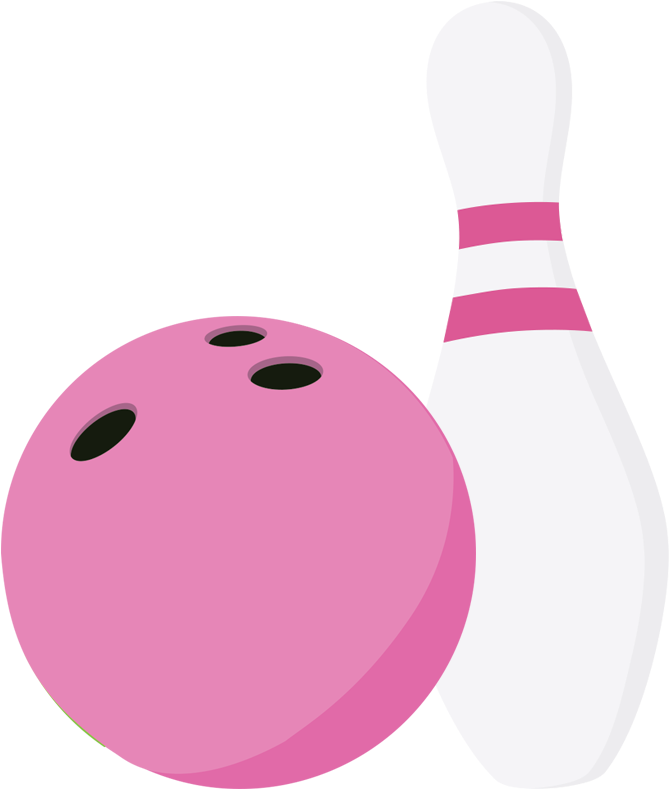 Pink Bowling Balland Pin Illustration