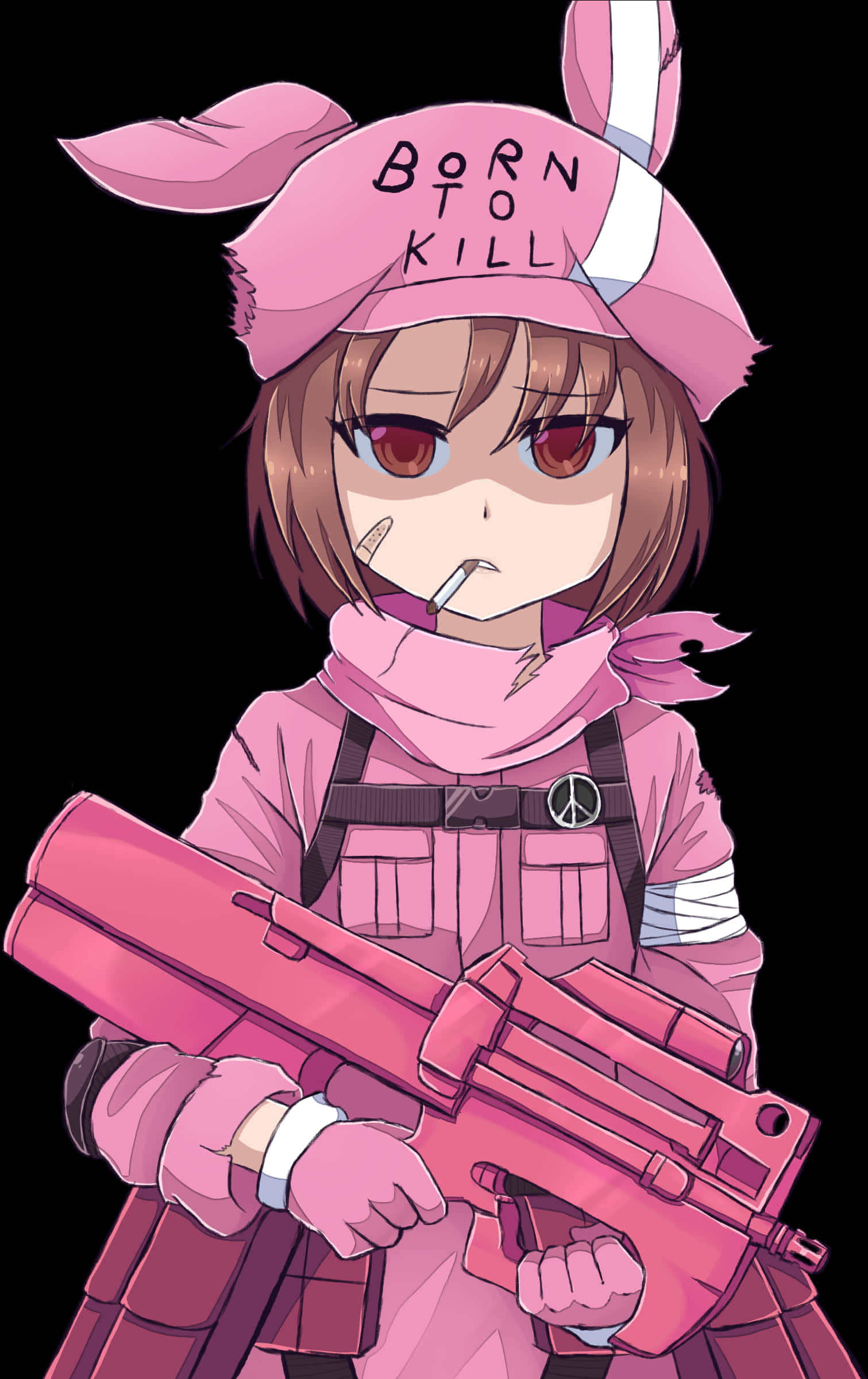 Pink Bunny Soldier Anime Art